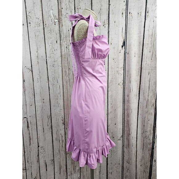PLK Women's Large Le Rumi Lilac Button Down Sleeveless Summer Gusset Dress EUC - Picture 4 of 10